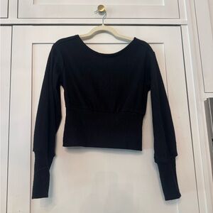 Maeve Anthropologie Black Long-Sleeve Ribbed Women's Top